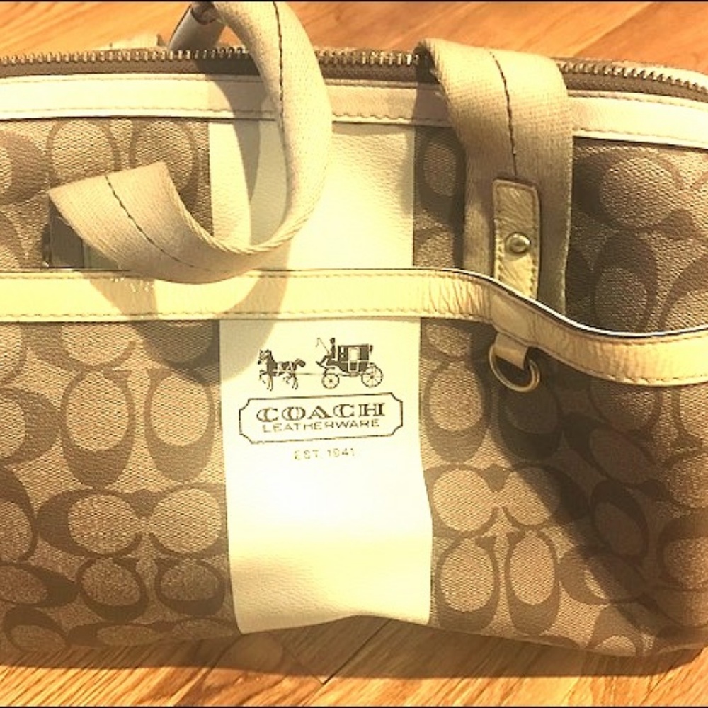Coach Signature Zip Top Tote SHOPPER Handbag Khaki